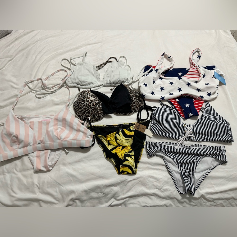 Bikini lot- assorted brands Large tops, small bottoms